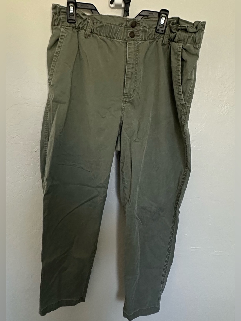 Universal Thread Olive Green Paperbag Waist Tapered Utility Cargo Pants Sz 16